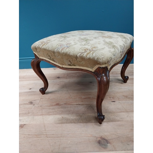 547 - Good quality Victorian mahogany footstool with upholstered seat raised on cabriole legs {44 cm H x 6... 