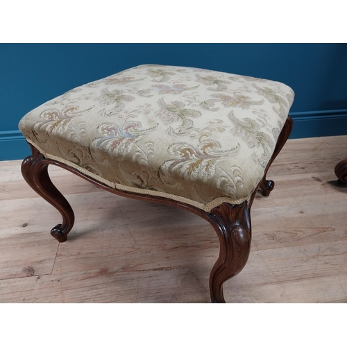 547 - Good quality Victorian mahogany footstool with upholstered seat raised on cabriole legs {44 cm H x 6... 