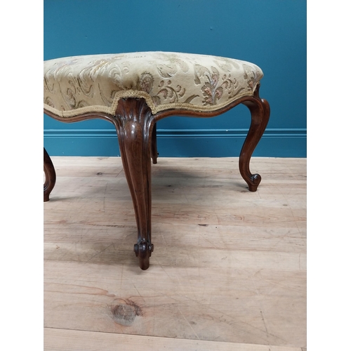 547 - Good quality Victorian mahogany footstool with upholstered seat raised on cabriole legs {44 cm H x 6... 