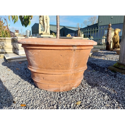 550 - Pair of moulded terracotta planters. {56 cm H x 30 cm Dia}.