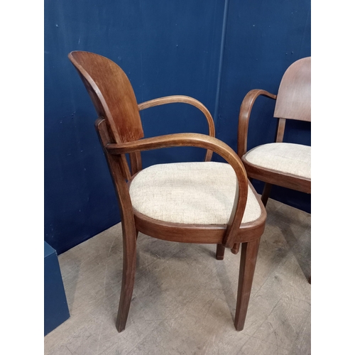 553 - Good set of four art deco walnut Thonet open armchairs {H 85cm x W 54cm x D 44cm}.