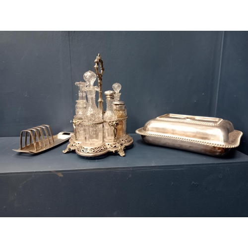 559 - Silver plated cruet set - butter dish and toast rack