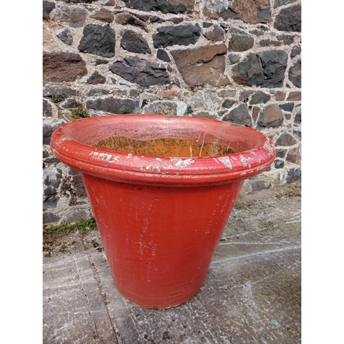 580 - Terracotta glazed planter {H 68cm x Dia 80cm }.