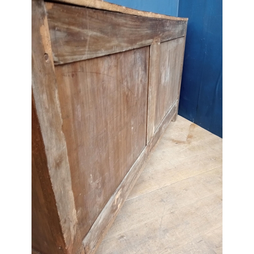 584 - Three door pine side cabinet {H 103cm x W 192cm x D 37cm }.