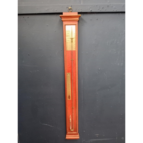 588 - Victorian Torricelli stick barometer {H103cm x W 15cm x D 5cm }.