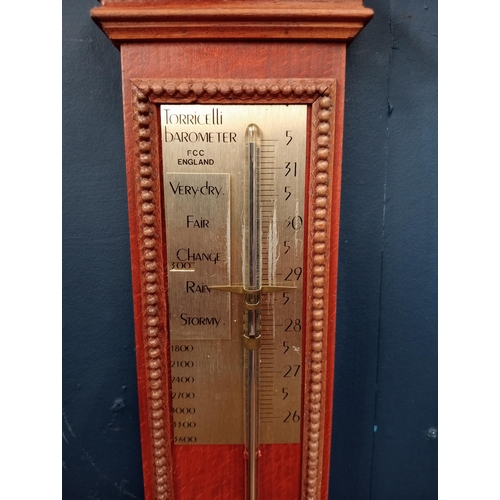 588 - Victorian Torricelli stick barometer {H103cm x W 15cm x D 5cm }.