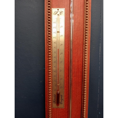 588 - Victorian Torricelli stick barometer {H103cm x W 15cm x D 5cm }.