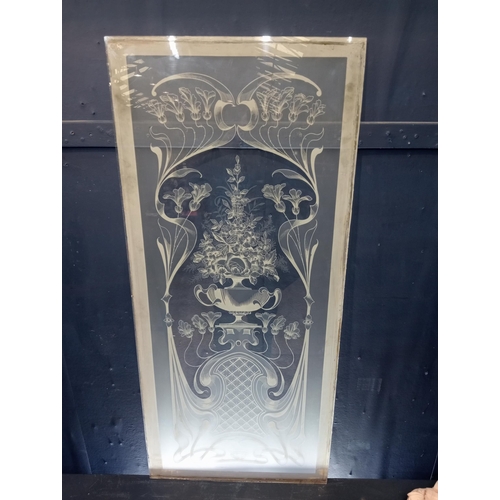 601 - Victorian cut glass panel with  floral decoration {H 116cm x W 52cm }.