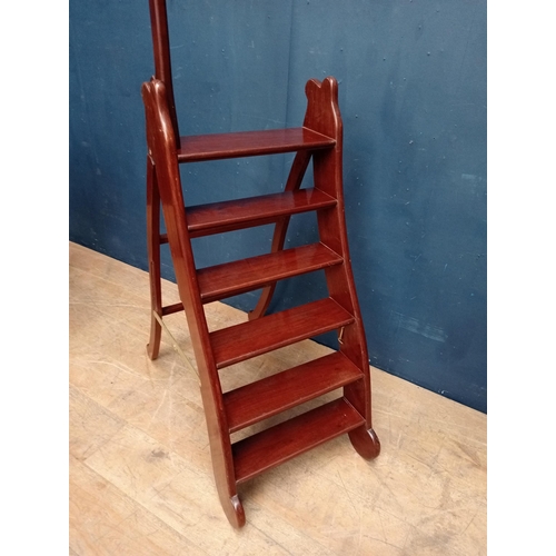 603 - Victorian mahogany six tread folding library steps  {H 110cm x W 50cm x D 90cm}.