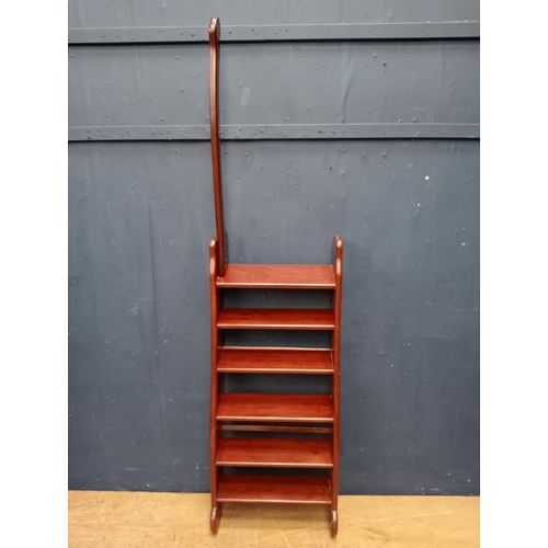 603 - Victorian mahogany six tread folding library steps  {H 110cm x W 50cm x D 90cm}.