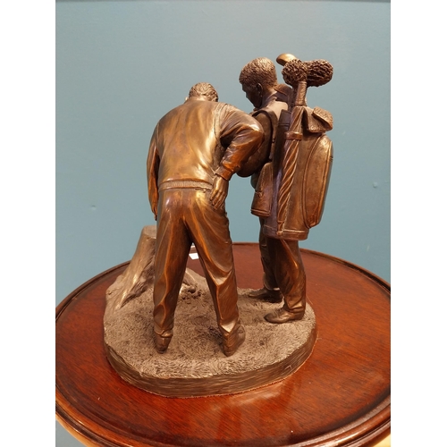 607 - Resin model of Golfers {24 cm H x 30 cm W x 18 cm D}.