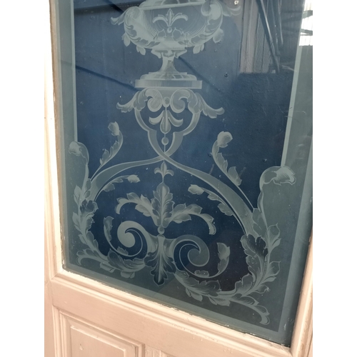 611 - Victorian etched glass bar door {H 215cm x W 80cm x D 3cm }.