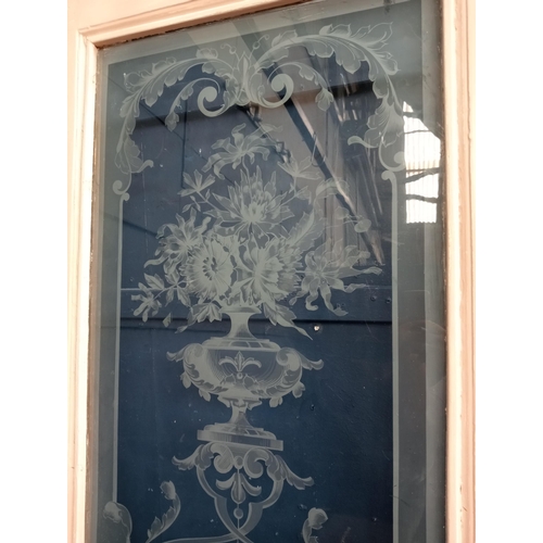 611 - Victorian etched glass bar door {H 215cm x W 80cm x D 3cm }.