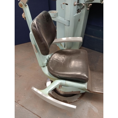 615 - 1930's Dentists table and chair. {Chair H 133cm x W 60cm x D 118cm Table H 10cm x W 200cm x D 76}.