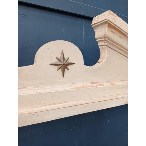 634 - Wooden door head with brass star design  {H 31cm x W 183cm x D 5cm }.