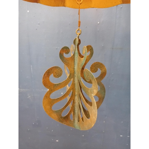 656 - Wrought iron Bell shape hall lantern {H 90cm x Dia 42cm}.