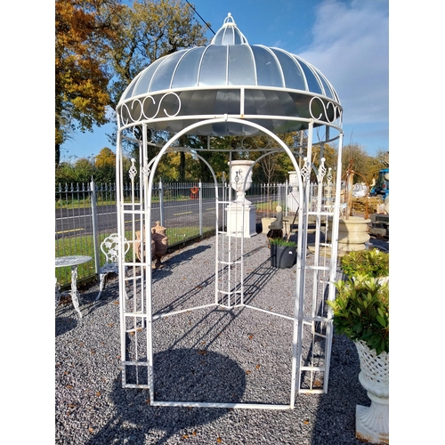 670 - Good quality French wrought iron and zinc gazebo. {340 cm H x 220 cm W x 220 cm D}.