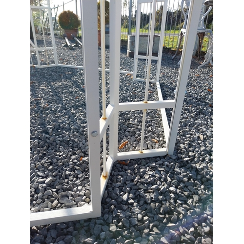 670 - Good quality French wrought iron and zinc gazebo. {340 cm H x 220 cm W x 220 cm D}.