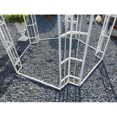 670 - Good quality French wrought iron and zinc gazebo. {340 cm H x 220 cm W x 220 cm D}.