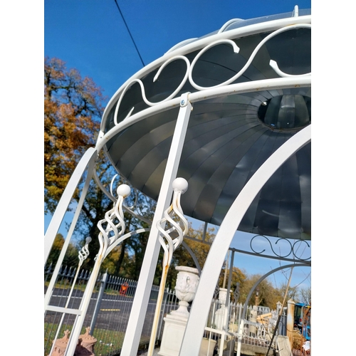 670 - Good quality French wrought iron and zinc gazebo. {340 cm H x 220 cm W x 220 cm D}.