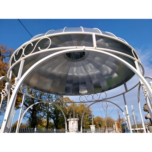 670 - Good quality French wrought iron and zinc gazebo. {340 cm H x 220 cm W x 220 cm D}.