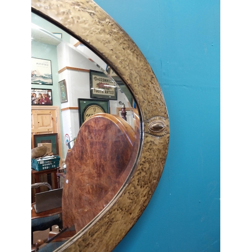 677 - Art Deco brass framed wall mirror {54 cm H x 80 cm W}.