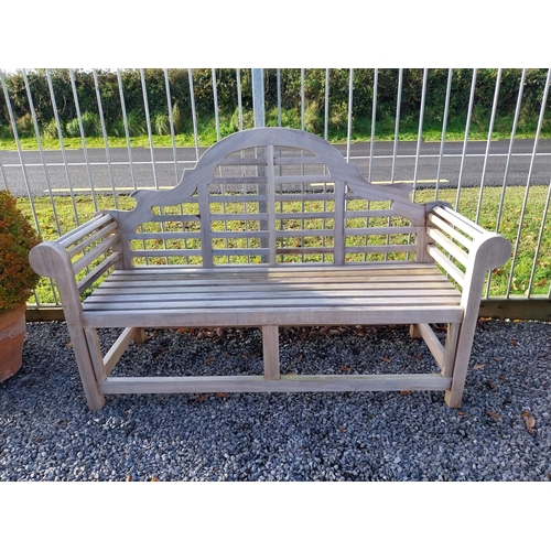 760 - Teak Lutyens garden bench. {105 cm H  x 165 cm W x 60 cm D}.