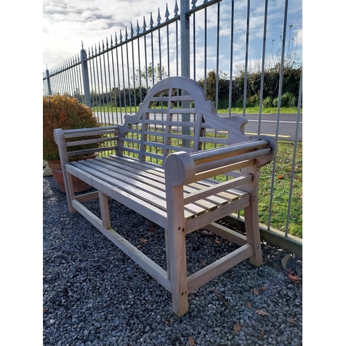 760 - Teak Lutyens garden bench. {105 cm H  x 165 cm W x 60 cm D}.