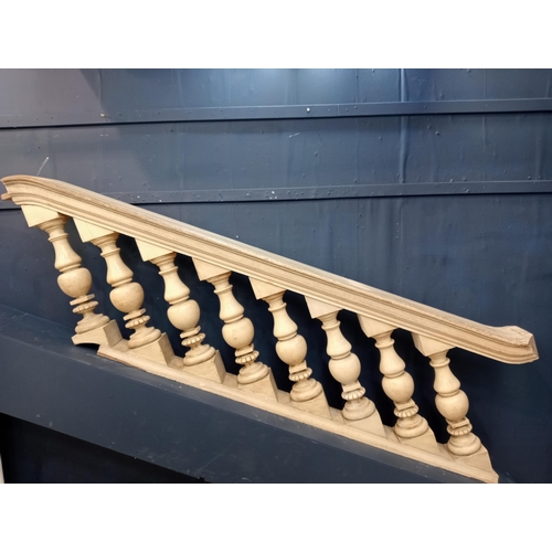 9 - 19th C. oak stair rail with eight turned balustrades {H 61cm x W 226cm x D 22cm}.