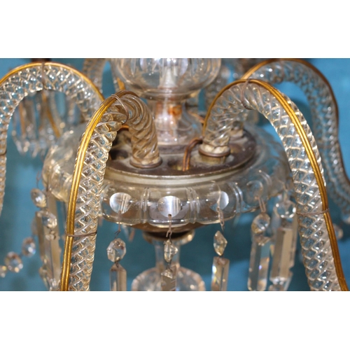 672 - 19th C. six branch crystal chandelier {H 110cm x Dia 82cm}.