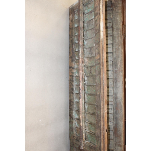 674 - 19th C. Linen fold double doors with shutter and complete frame {H 228cm x W  170 cm}.