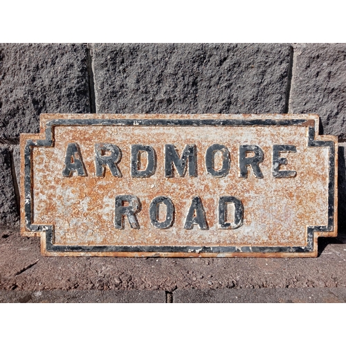 684 - Ardmore Road Irish cast iron street sign {H 34cm x W 74cm}.