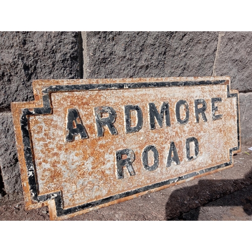 684 - Ardmore Road Irish cast iron street sign {H 34cm x W 74cm}.