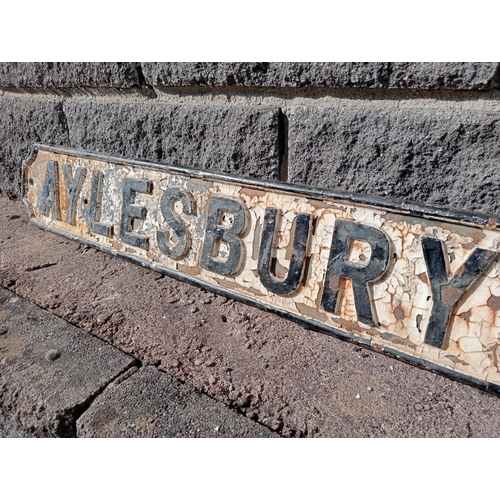 687 - 19th C. Aylesbury Ave cast iron street sign {H 16cm x W 121cm}.