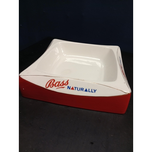 690 - Bass ceramic advertising ashtray {H 5cm x W 21cm x D 21cm}.