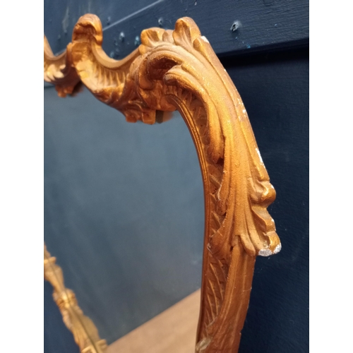 743 - Decorative gilt framed mirror in the Rococo manner {H 69cm x W 105cm x D 4cm}.