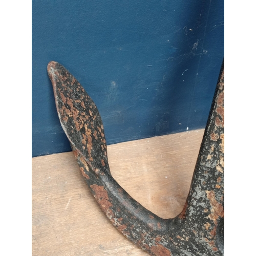 747 - 19th C. wrought iron ships anchor {H 84cm x W 50cm x D 9cm}.