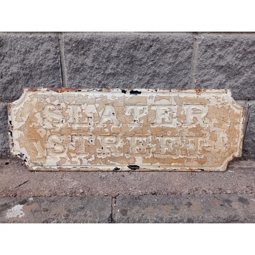 748 - 19th C. Cast iron Slater Street sign {H 30cm x W 85cm}.