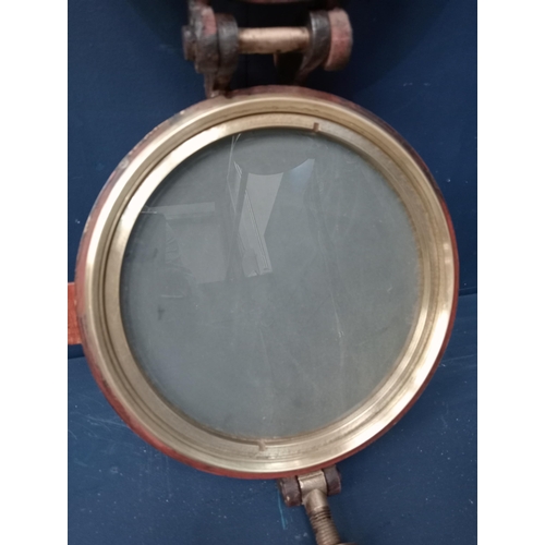 751 - Brass and cast iron ships porthole with brass fitting {H 39cm x Dia 40cm}.