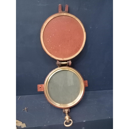 751 - Brass and cast iron ships porthole with brass fitting {H 39cm x Dia 40cm}.