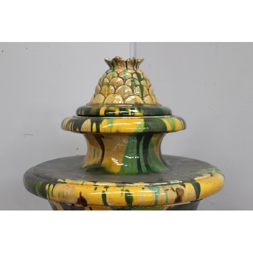 752 - Ceccarelli Italian handmade ceramic urn on base with lid in form of a pineapple {H 166cm x Dia 60cm}... 