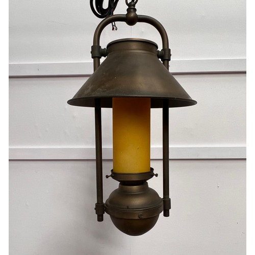 321 - Metal lantern light. {H 47cm x Dia 25cm}.