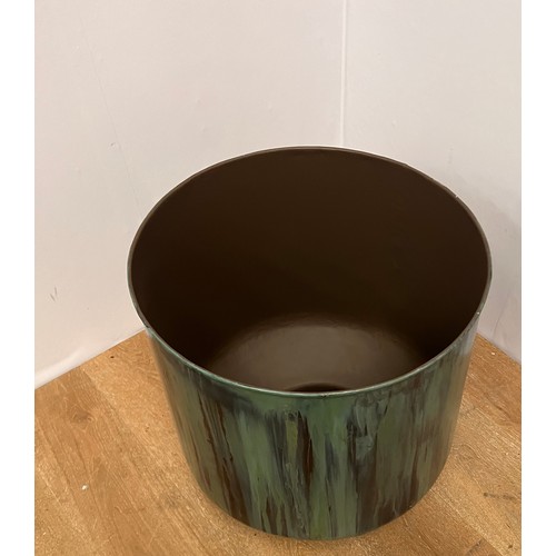 322 - Decorative Metal painted planter. {Dia 47cm x  H 54 cm }.