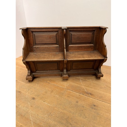 388 - 19th C. Oak two seater choir pew. { H 93cm x W 138cm}.