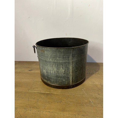 531 - Retro galvanised planter bucket {H 30cm x Dia 49cm }.