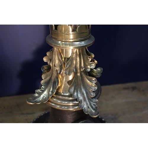 699 - 19th decorative brass Lectern on spiral column and four ornate feet {Front H 15cm x Back H 139cm x W... 