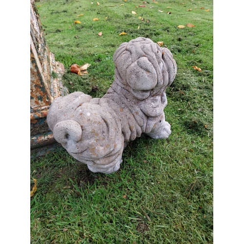 303 - Good quality moulded stone model of  a Shar Pei dog {27cm H x 34cm W x 20cm D} (not available to vie... 