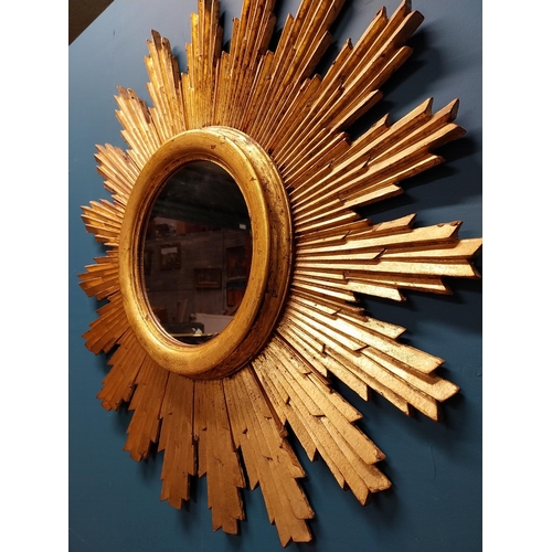 101 - Exceptional quality giltwood sunburst mirror {83cm H x 82cm W}