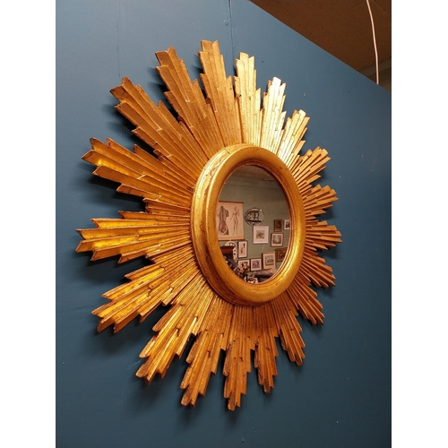 101 - Exceptional quality giltwood sunburst mirror {83cm H x 82cm W}