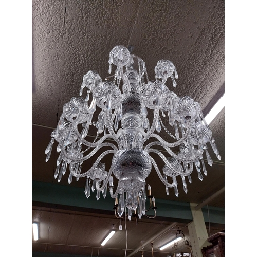 105 - Exceptional quality Waterford eighteen branch cut crystal chandelier. {121 cm H x 76 cm Dia.}.